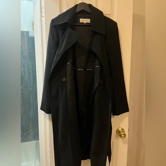 Calvin Klein Classic Black Trench Coat - Picture 5 of 9